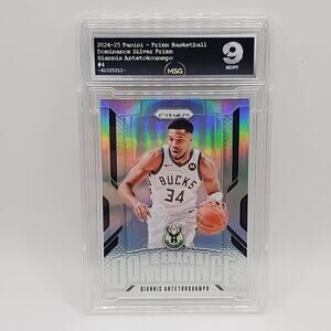 Giannis Antetokounmpo ~ 2024-25 Panini Prizm ~ Silver Prizm #4 Dominance Graded